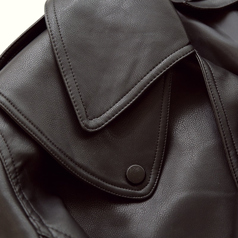 Women's Cropped Leather Jacket – Short Fit, Faux Leather & Zipper