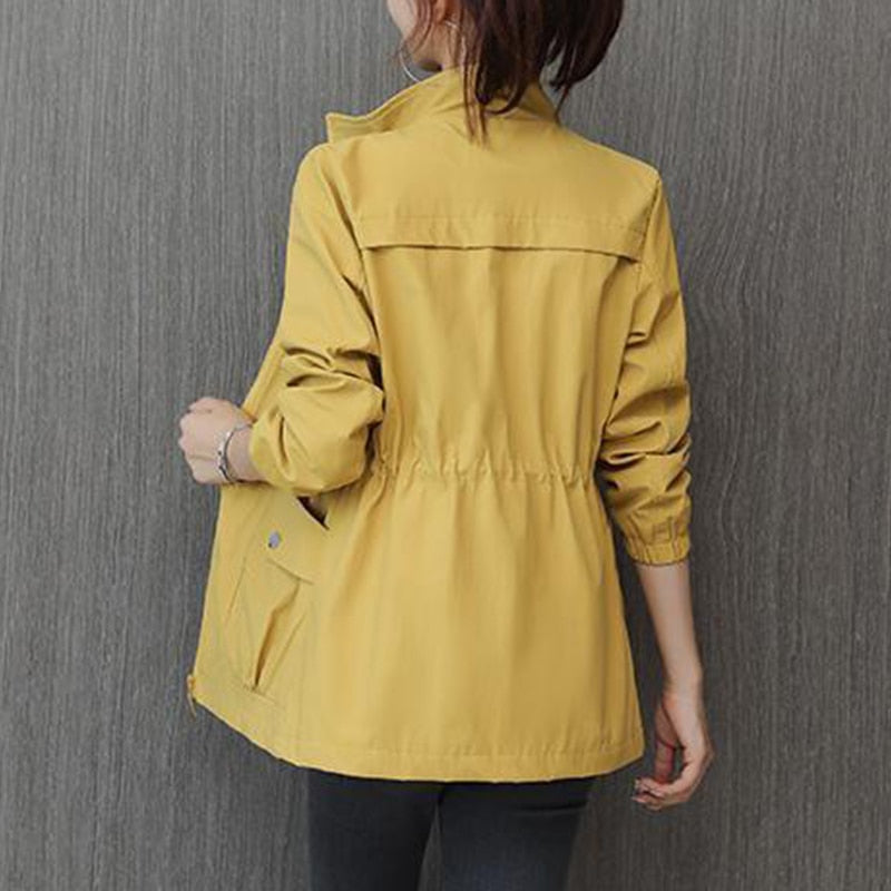 Women's Transitional Jacket With Stand-Up Collar – With Zipper, Lightweight & Autumnal
