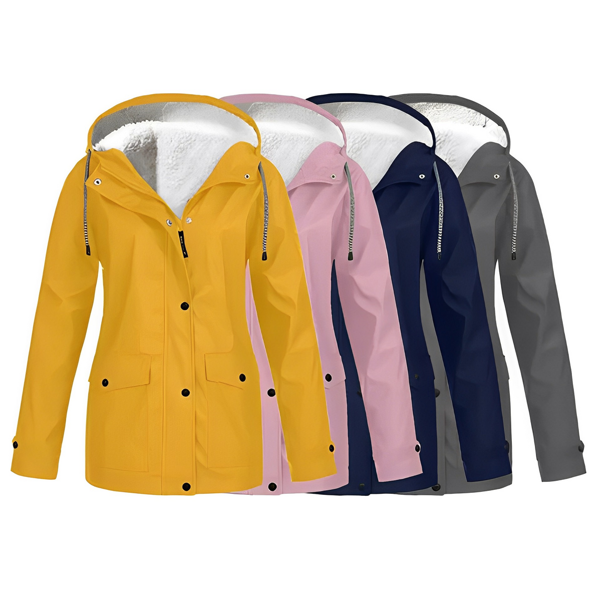 Damen Fleecegefütterte Regenjacke – Wasserdicht, Warm & Mit Reverskragen