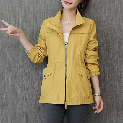 Women's Transitional Jacket With Stand-Up Collar – With Zipper, Lightweight & Autumnal