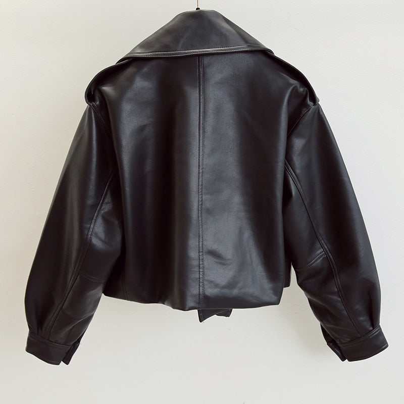 Women's Cropped Leather Jacket – Short Fit, Faux Leather & Zipper
