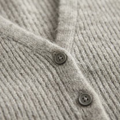 Damen Longline Cardigan mit V-Ausschnitt, Knopfleiste und Seitenschlitzen