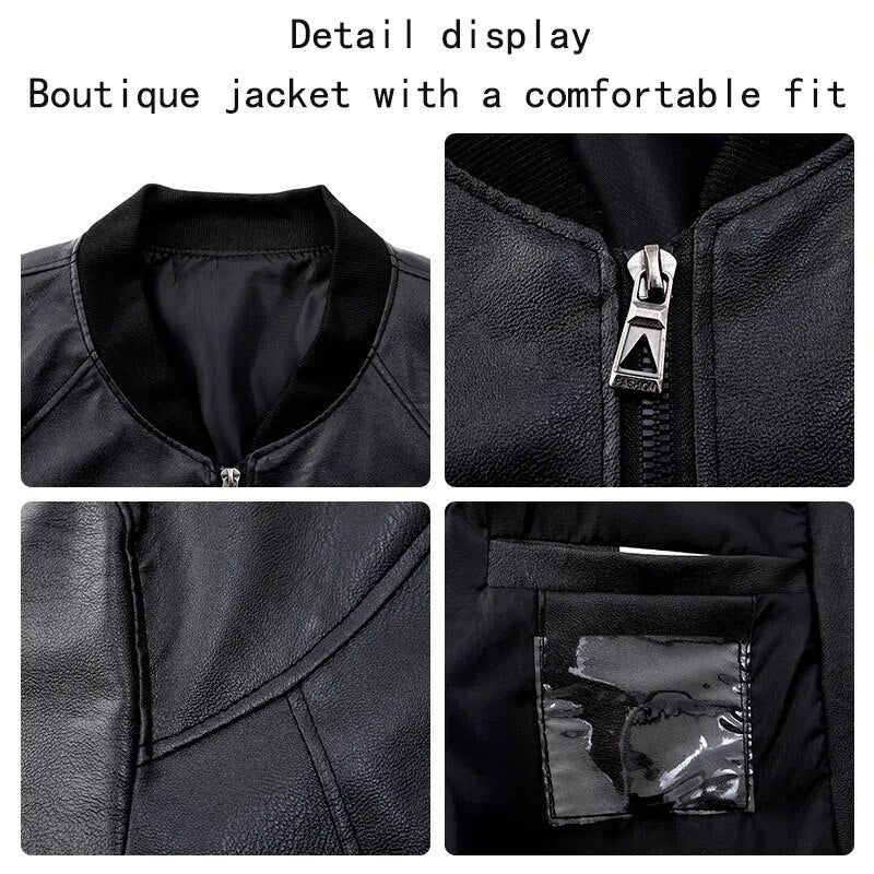 Bomberjacke Leder Herren – Rippbündchen, Warm Gefüttert & Frontzipper