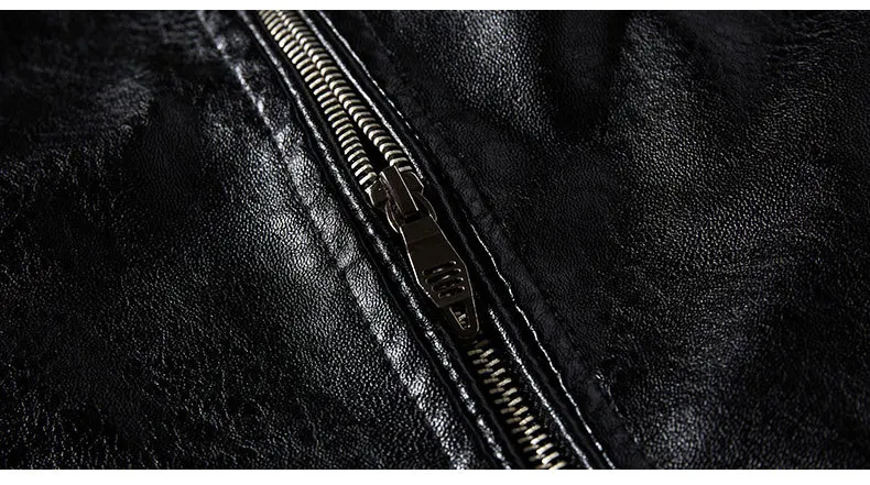 Men's Casual Leather Jacket – Warmly Lined, Turndown Collar & Side Pockets