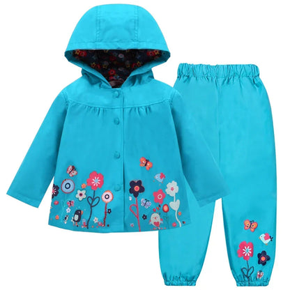 Kids' Rain Jacket Set with Trousers – Waterproof, Windproof & Hooded