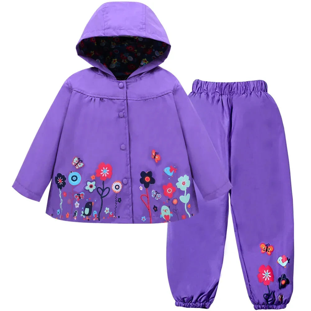 Kids' Rain Jacket Set with Trousers – Waterproof, Windproof & Hooded
