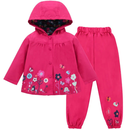 Kids' Rain Jacket Set with Trousers – Waterproof, Windproof & Hooded