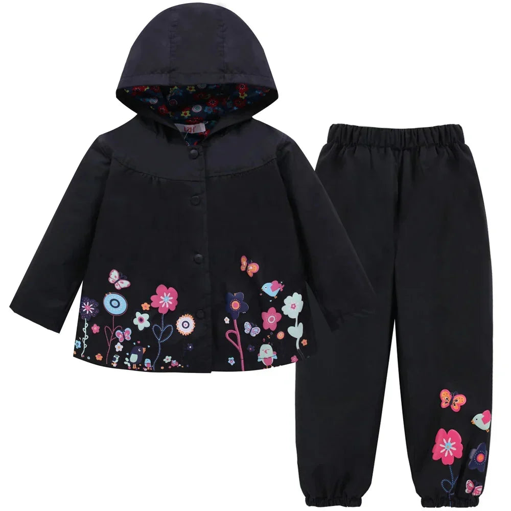 Kids' Rain Jacket Set with Trousers – Waterproof, Windproof & Hooded
