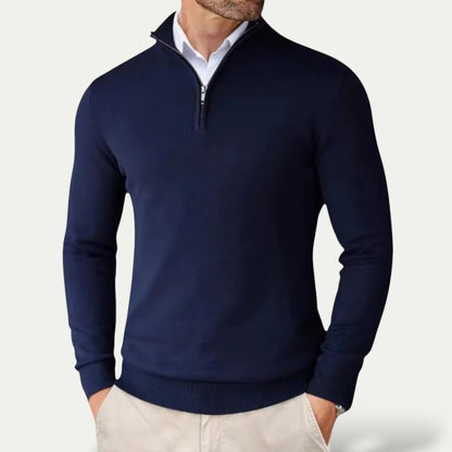 Herren Half-Zip Pullover mit Stehkragen, Rippbündchen und langen Ärmeln