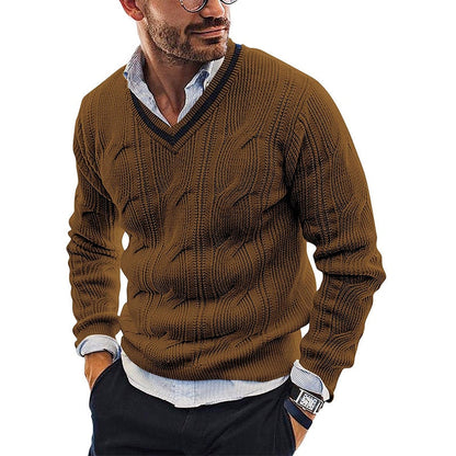 Men's Warm Sweater – V-Neck & Chunky Knit