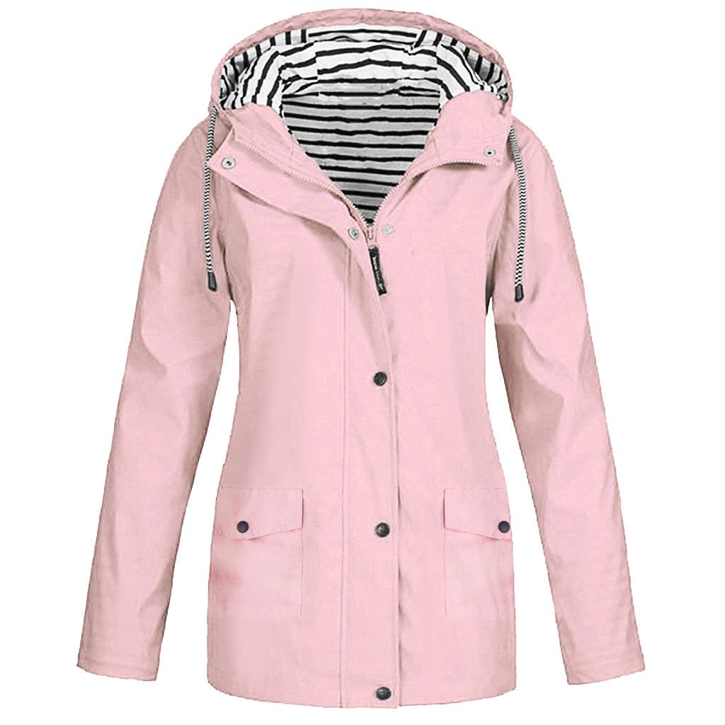 Damen Wasserdichte Jacke – Atmungsaktiv, Mit Kapuze & Trendiger Schnitt
