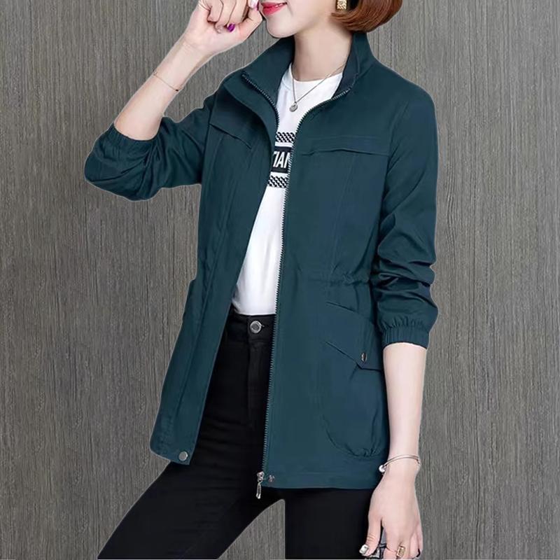 Women's Transitional Jacket With Stand-Up Collar – With Zipper, Lightweight & Autumnal