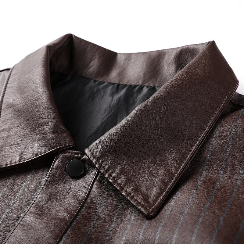 Men's Slim Fit Leather Jacket – Faux Leather, Front Zipper & Slim Cut