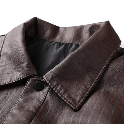 Men's Slim Fit Leather Jacket – Faux Leather, Front Zipper & Slim Cut