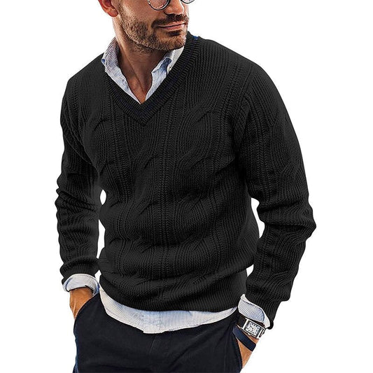 Men's Warm Sweater – V-Neck & Chunky Knit