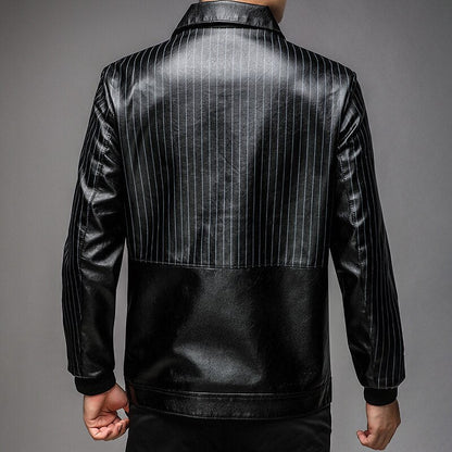Men's Slim Fit Leather Jacket – Faux Leather, Front Zipper & Slim Cut