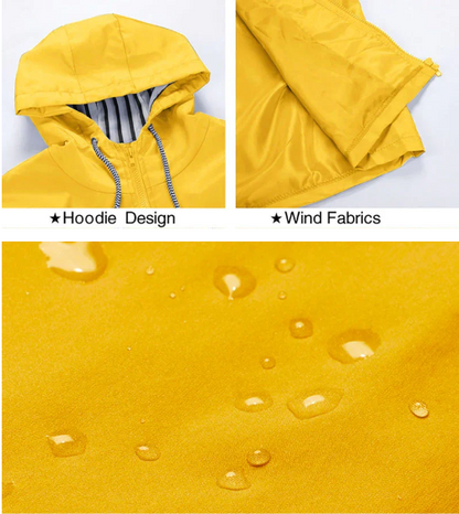 Women's Trench Coat – Windproof, With Hood & With Zipper