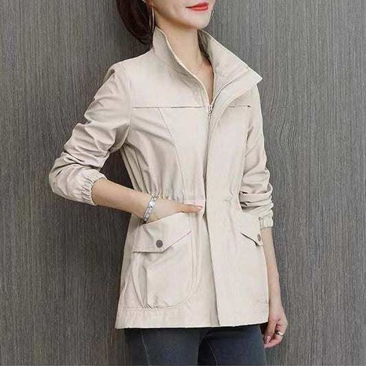 Women's Transitional Jacket With Stand-Up Collar – With Zipper, Lightweight & Autumnal
