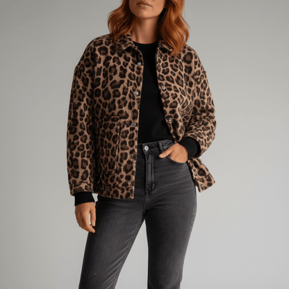 Women's Printed Transitional Jacket – Loose Fit, Button Placket & Lightweight