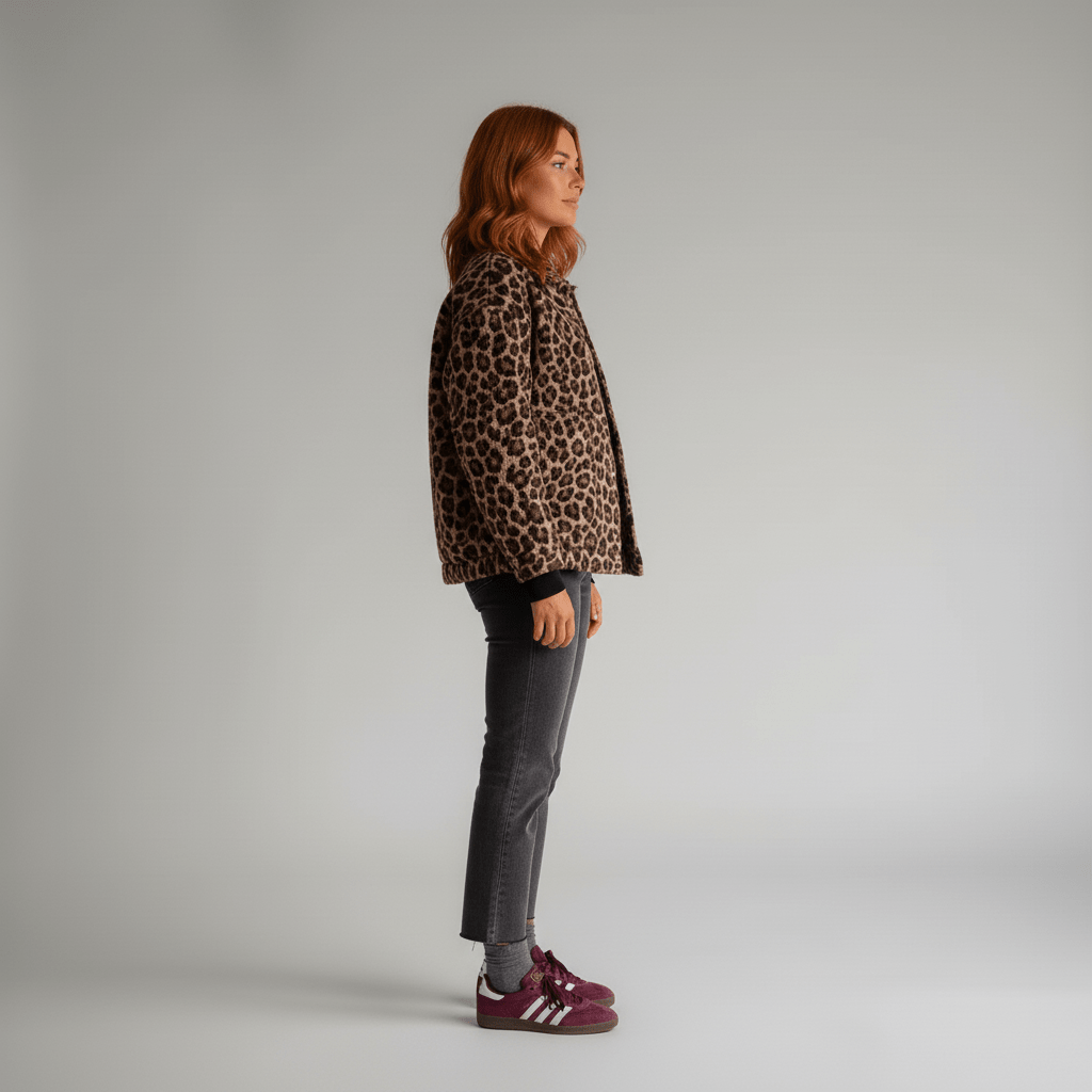 Women's Printed Transitional Jacket – Loose Fit, Button Placket & Lightweight