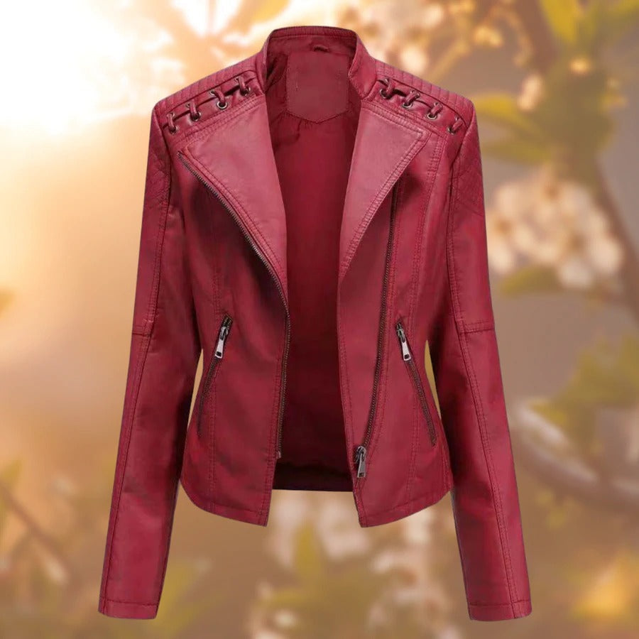 Women's Brown Leather Jacket – Soft Faux Leather, Turndown Collar & Waist Belt