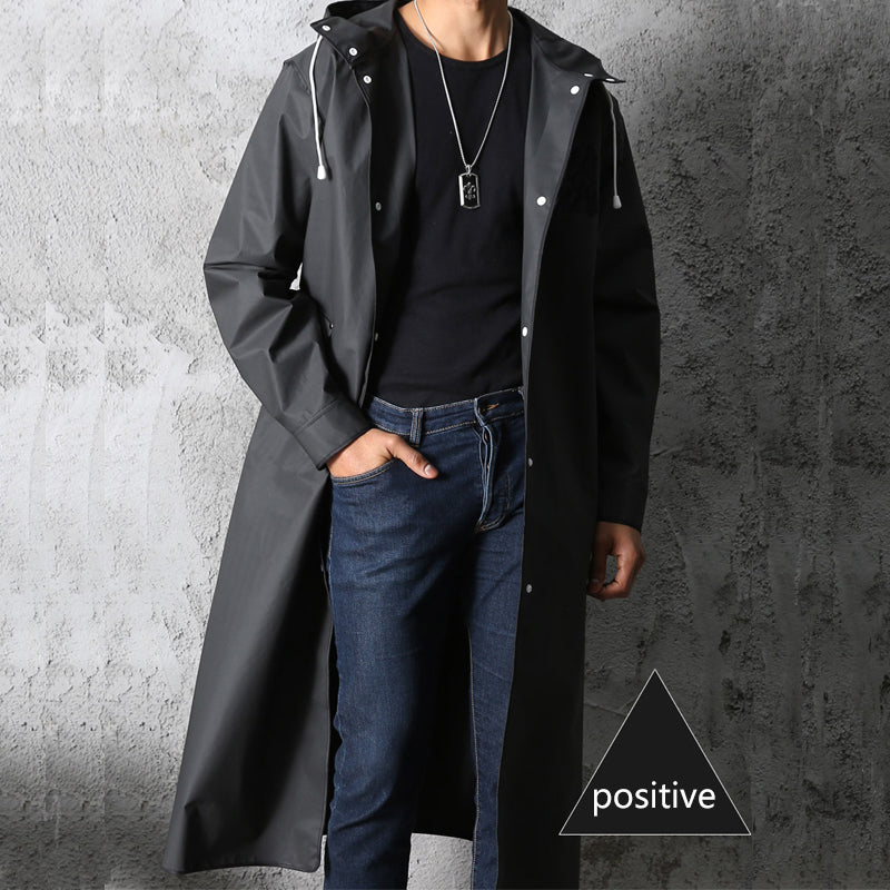 Herren Lange Regenjacke – Wasserdicht, Gefüttert & Mit Kapuze