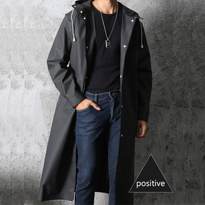 Herren Lange Regenjacke – Wasserdicht, Gefüttert & Mit Kapuze