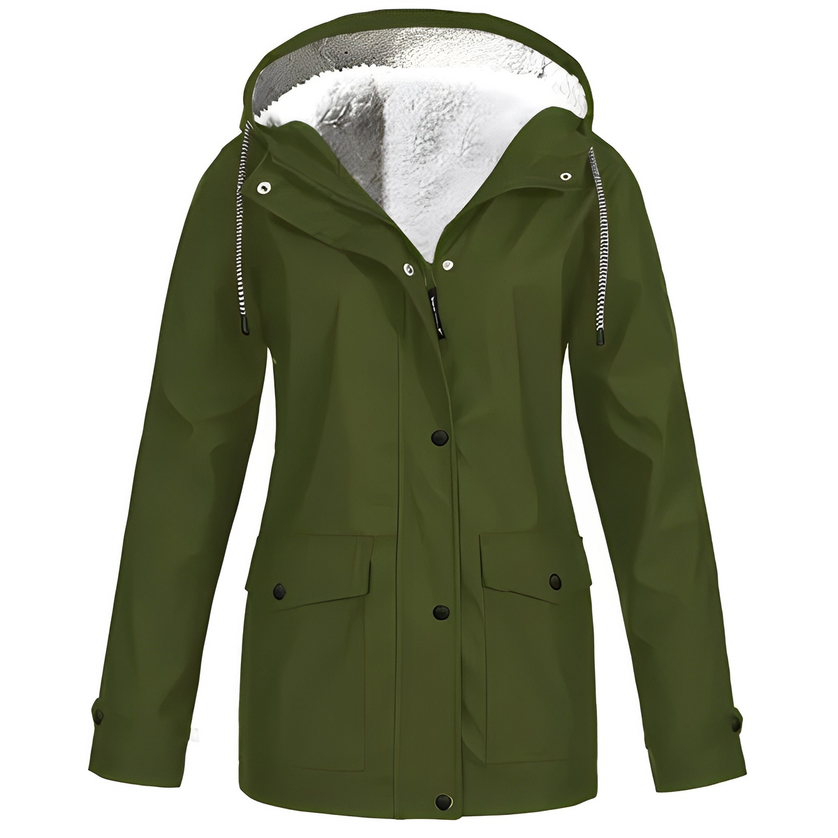 Damen Fleecegefütterte Regenjacke – Wasserdicht, Warm & Mit Reverskragen