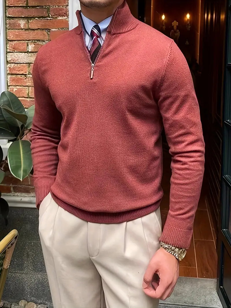 Herren Half-Zip Pullover mit Stehkragen in Schwarz oder Weiß, Größen M–2XL