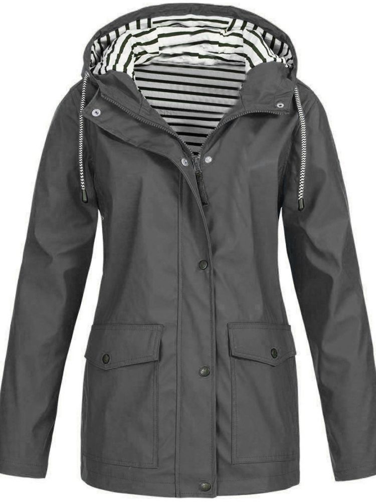 Women's Trench Coat – Windproof, With Hood & With Zipper
