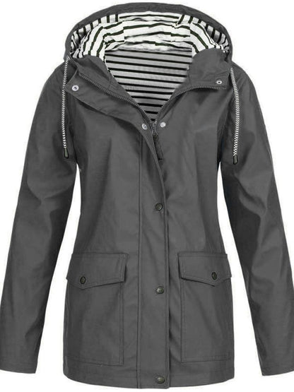 Women's Trench Coat – Windproof, With Hood & With Zipper