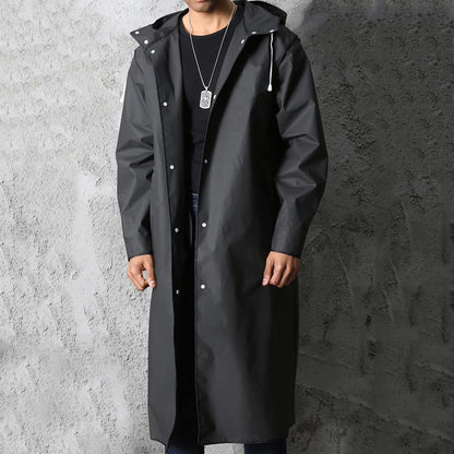 Herren Lange Regenjacke – Wasserdicht, Gefüttert & Mit Kapuze