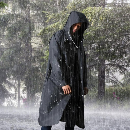 Herren Lange Regenjacke – Wasserdicht, Gefüttert & Mit Kapuze
