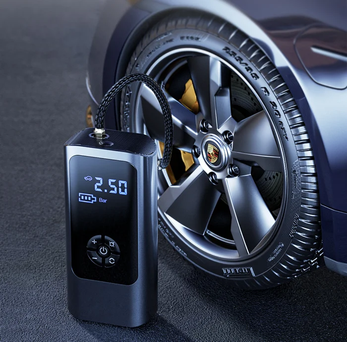 Akku-Kompressor 12V – Dual Power, Digitales Display für Auto & Fahrrad