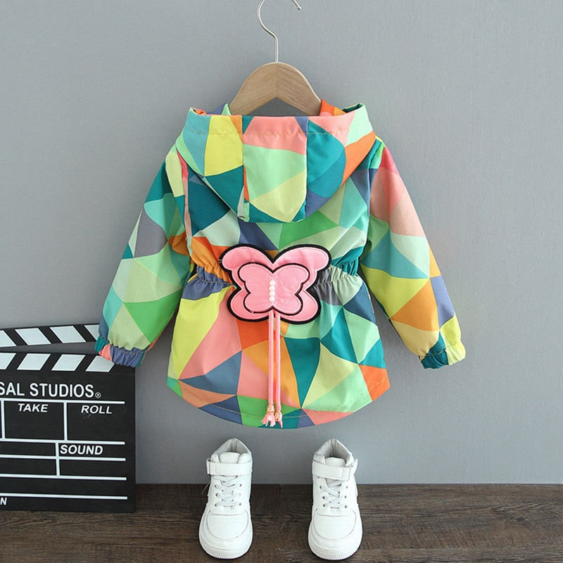 Girls' Rain Jacket Butterfly Design – Waterproof, Lightweight & Patterned Print