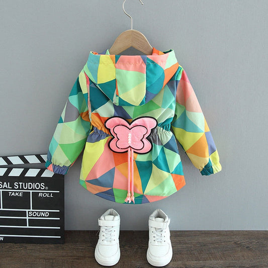 Mädchen Regenjacke Schmetterlingsdesign – Wasserdicht, Leicht & Musterprint
