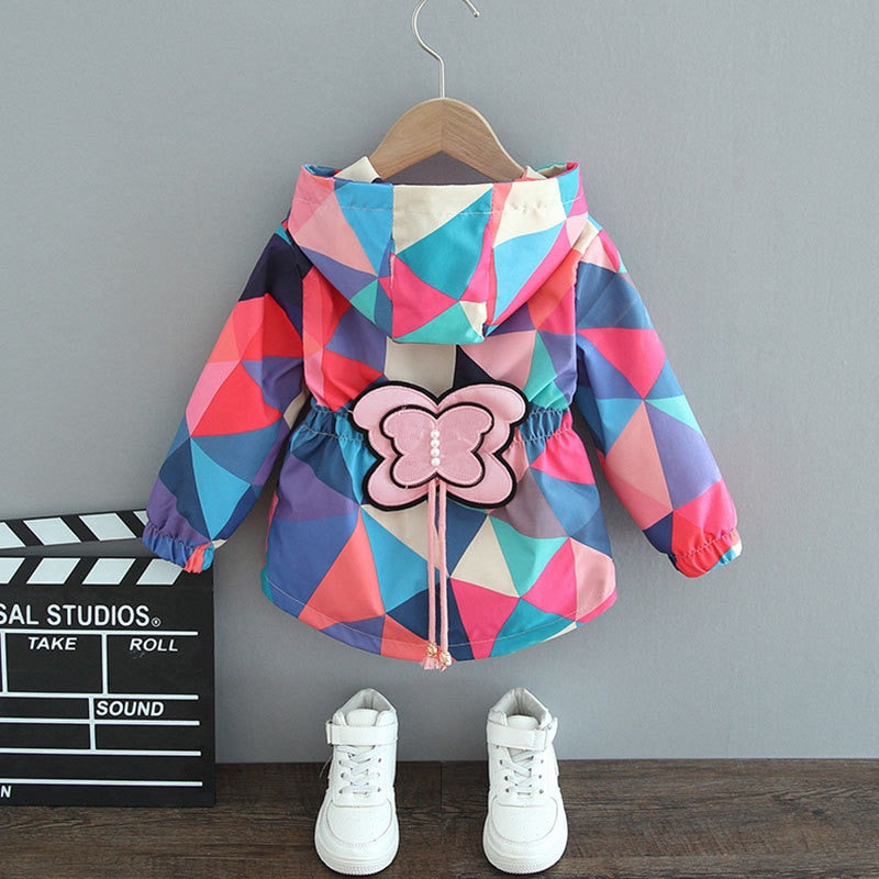 Girls' Rain Jacket Butterfly Design – Waterproof, Lightweight & Patterned Print