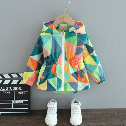 Girls' Rain Jacket Butterfly Design – Waterproof, Lightweight & Patterned Print