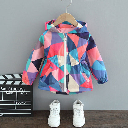 Girls' Rain Jacket Butterfly Design – Waterproof, Lightweight & Patterned Print
