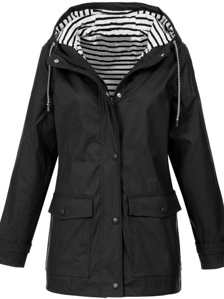 Women's Trench Coat – Windproof, With Hood & With Zipper