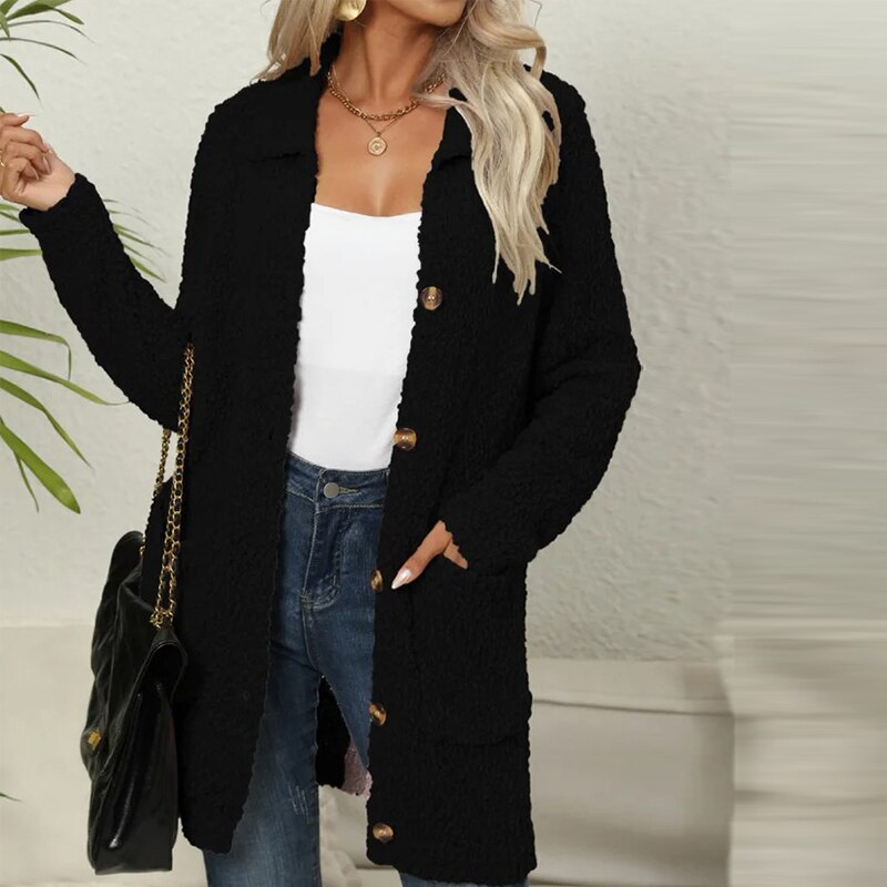 Long Teddy Cardigan – With Pockets & Warm