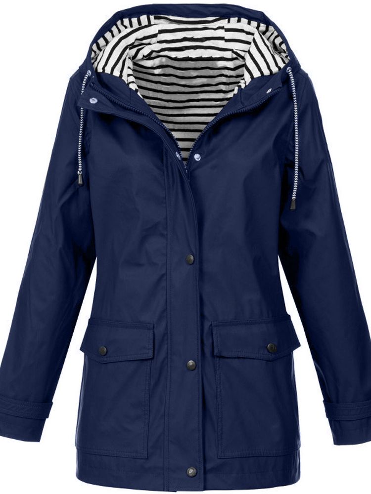 Women's Trench Coat – Windproof, With Hood & With Zipper